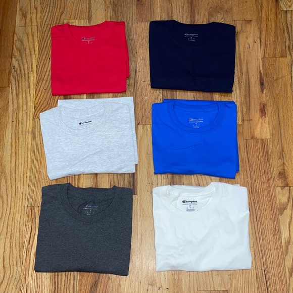 NEW 6 Pack Champion Men's Heavyweight Short Sleeve Crew Neck Tag Free T-ShirtM